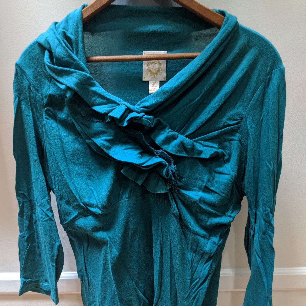 Ric Rac Anthropologie turquoise 3/4 sleeve top